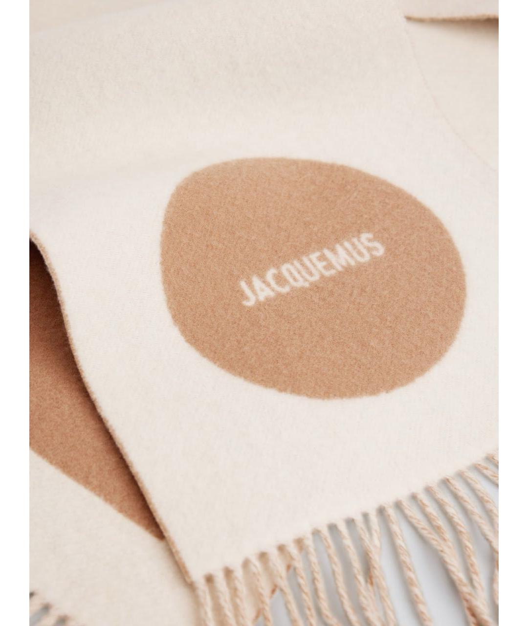 JACQUEMUS Бежевый шерстяной шарф, фото 4