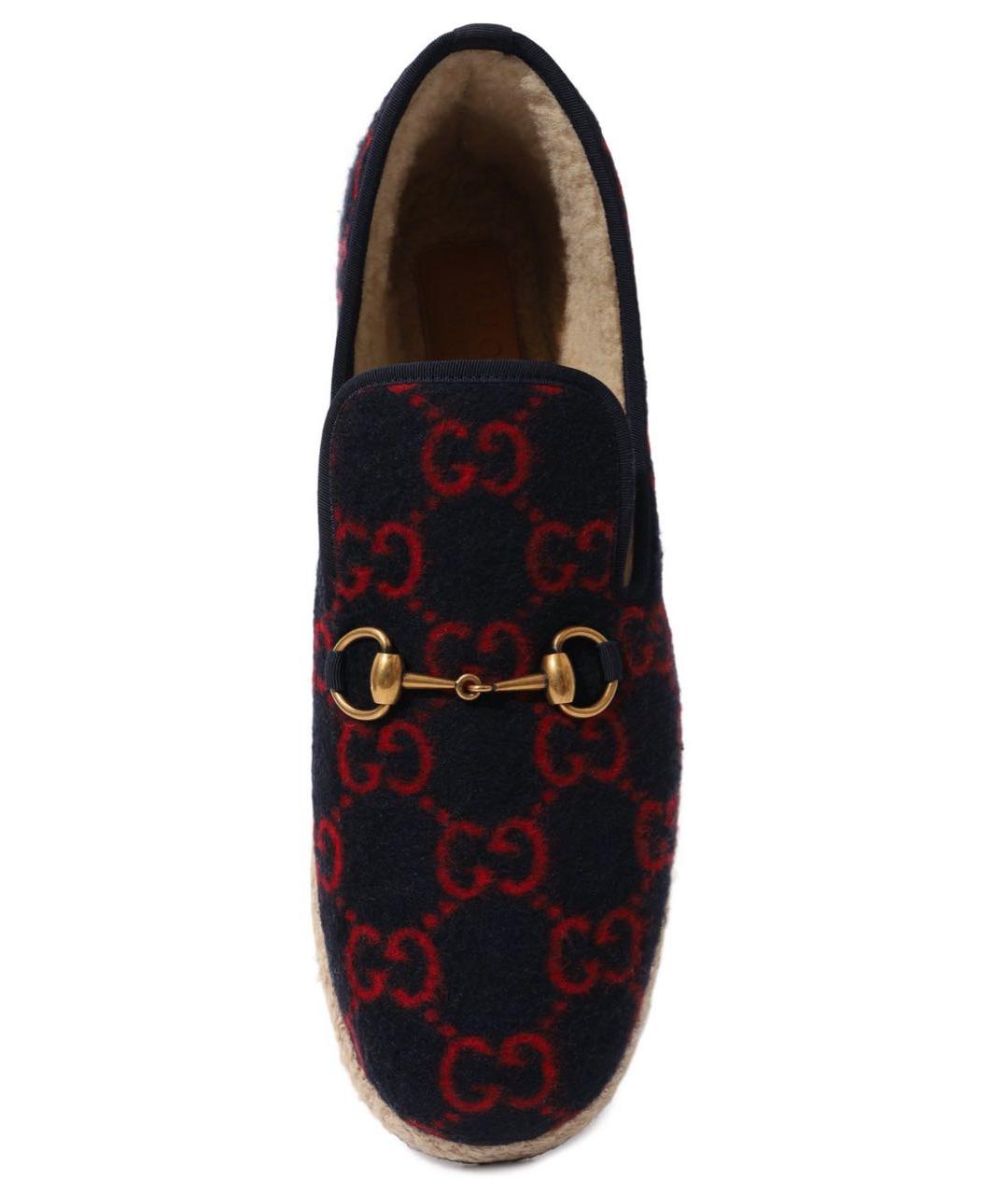 GUCCI Темно-синие текстильные лоферы, фото 4