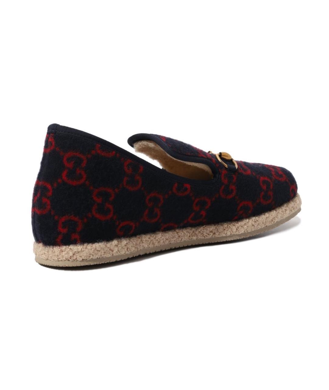 GUCCI Темно-синие текстильные лоферы, фото 3