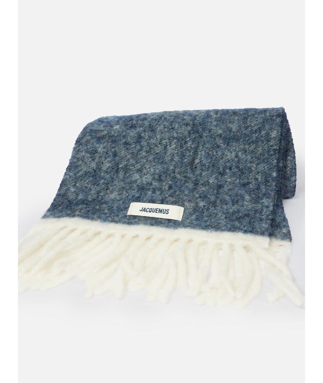 JACQUEMUS Синий шерстяной шарф, фото 3