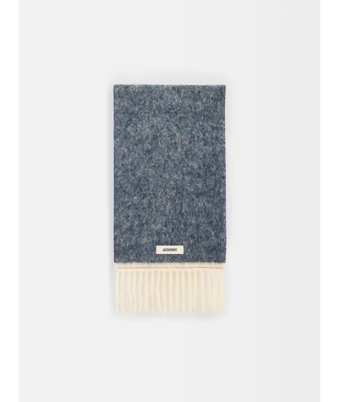 JACQUEMUS Синий шерстяной шарф, фото 5