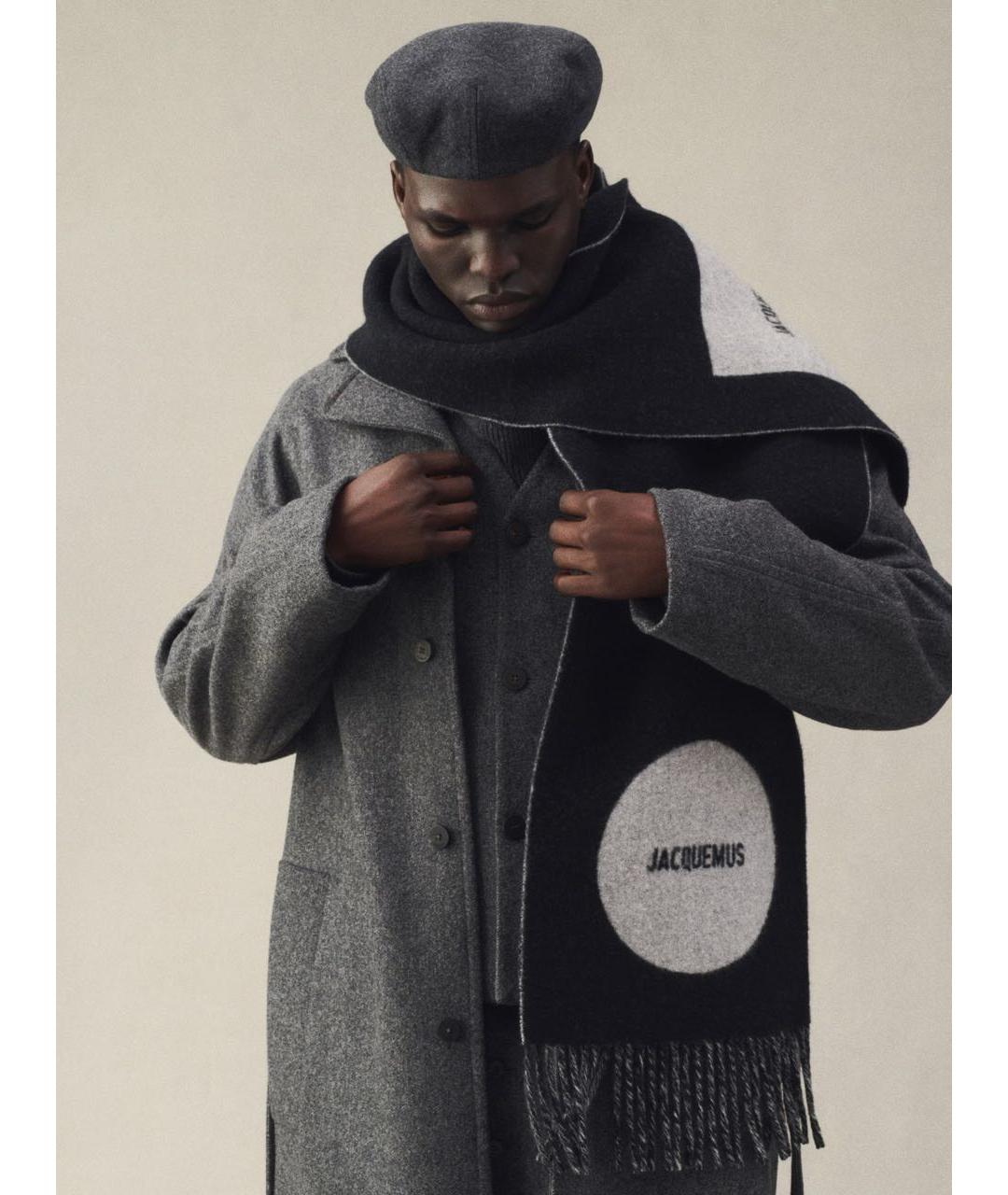 JACQUEMUS Черный шерстяной шарф, фото 4