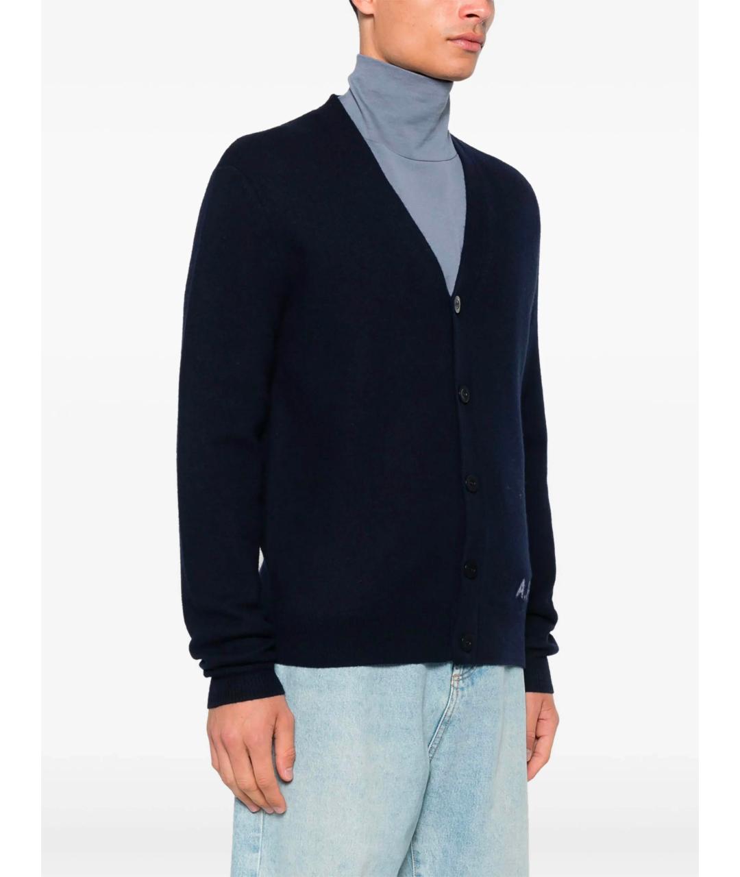 A.P.C. Синий шерстяной кардиган, фото 3