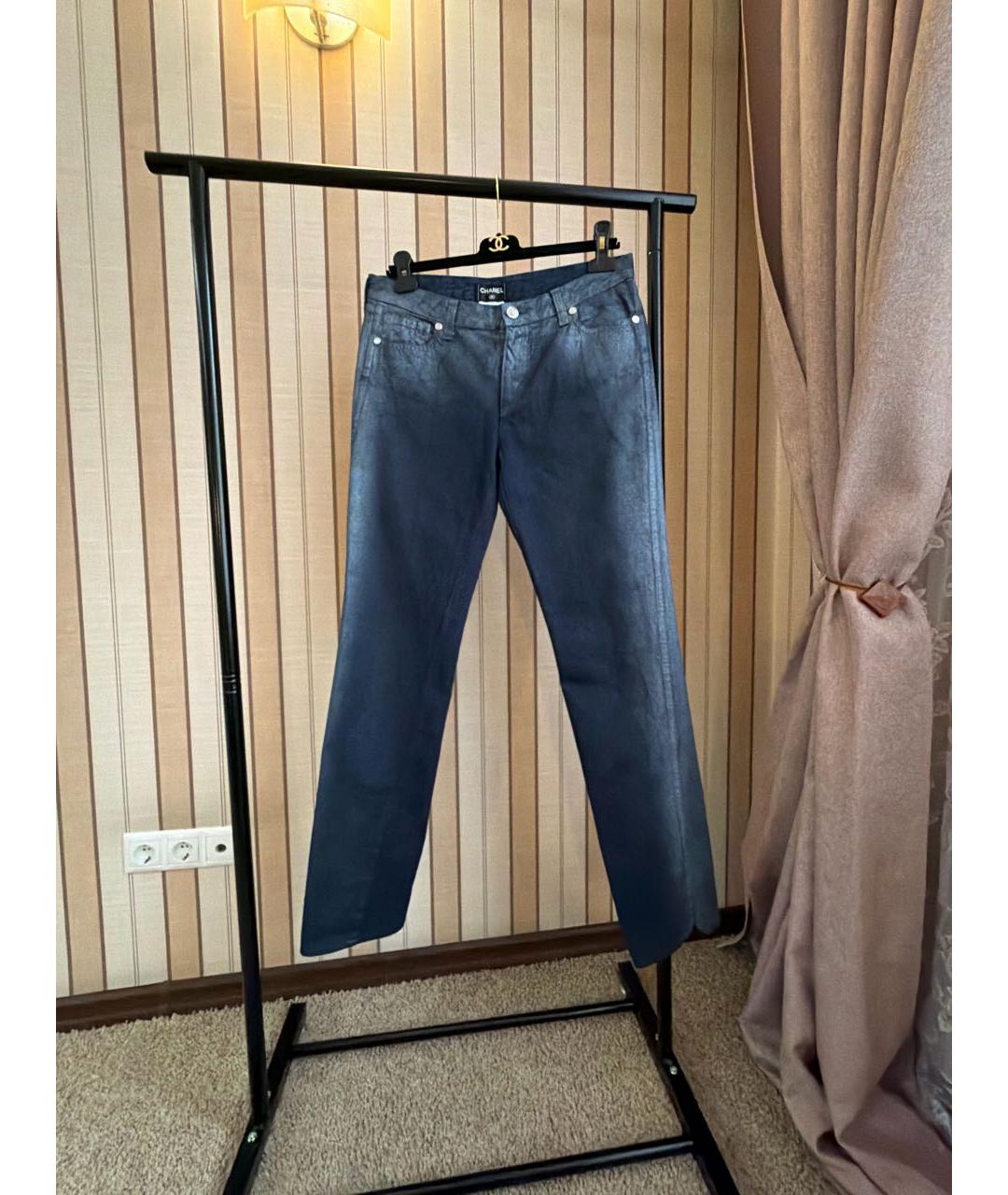 CHANEL Темно-синие хлопковые прямые джинсы, фото 8