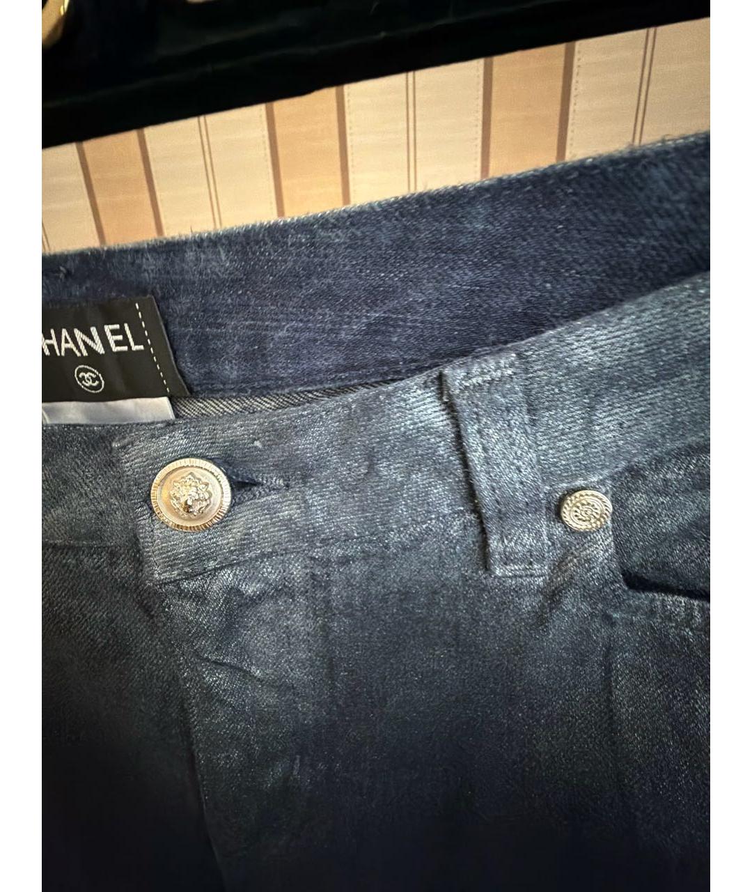 CHANEL Темно-синие хлопковые прямые джинсы, фото 4