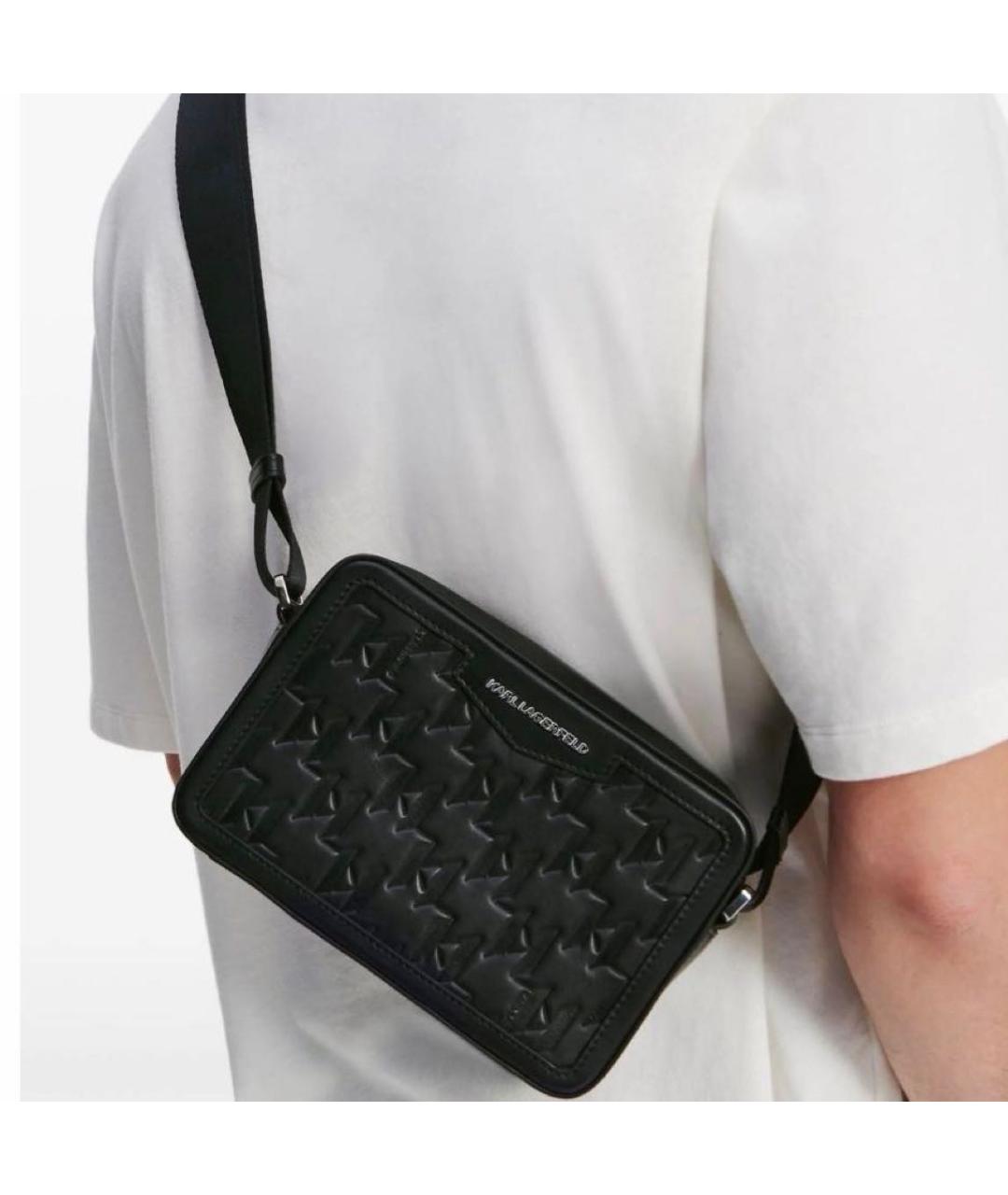 KARL LAGERFELD Черная кожаная сумка на плечо, фото 2