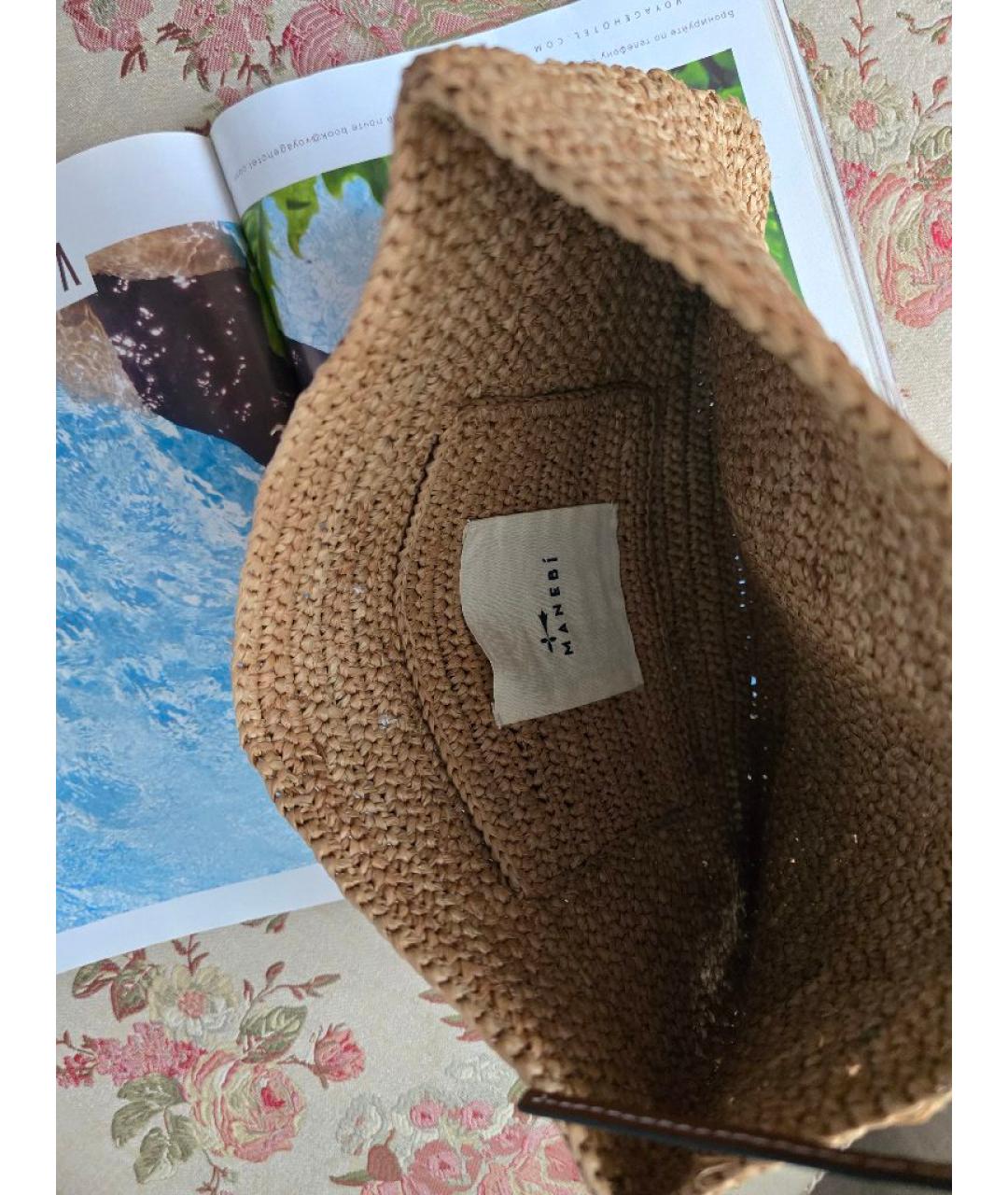 MANEBI Бежевая пелетеная пляжная сумка, фото 3