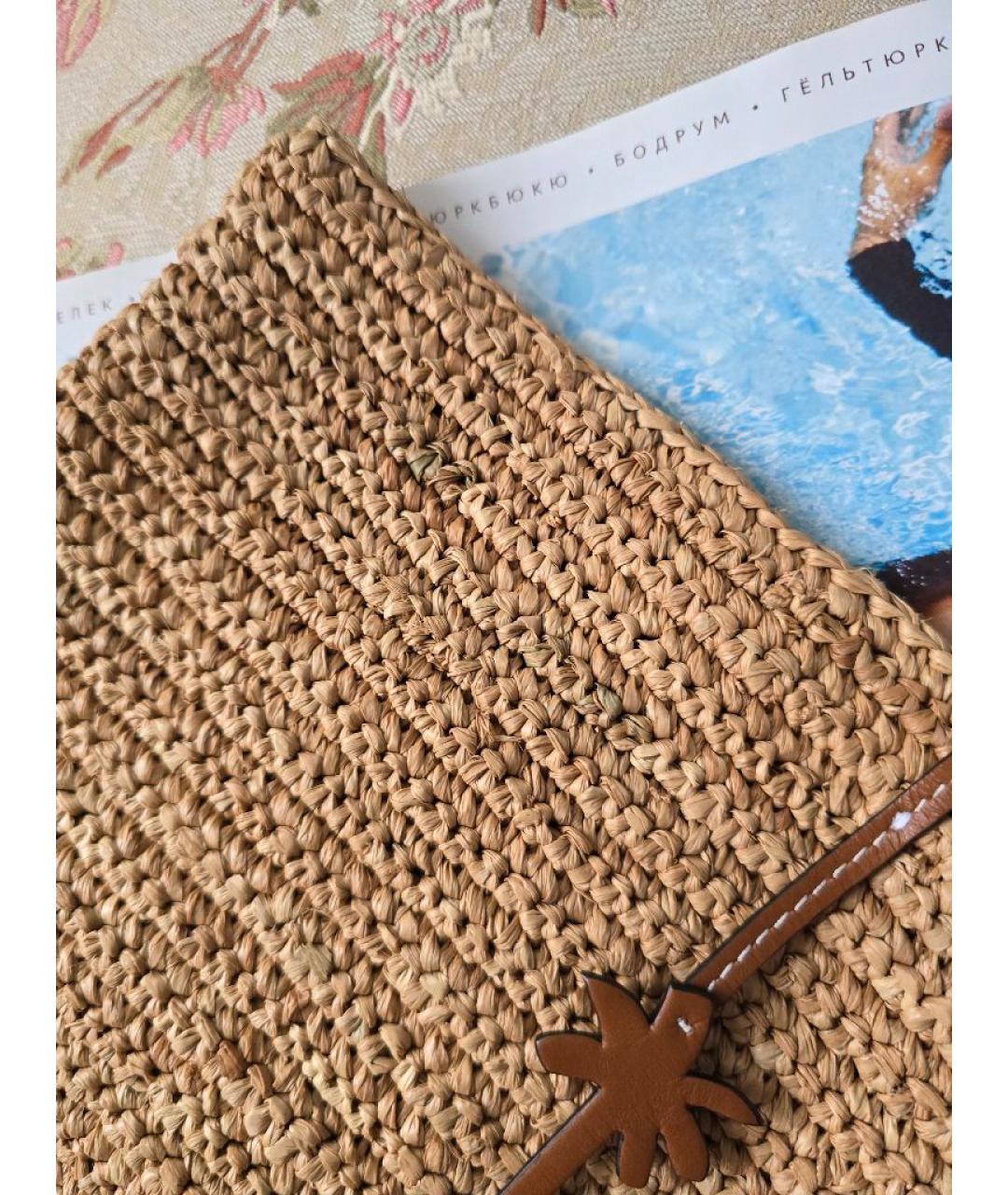 MANEBI Бежевая пелетеная пляжная сумка, фото 6