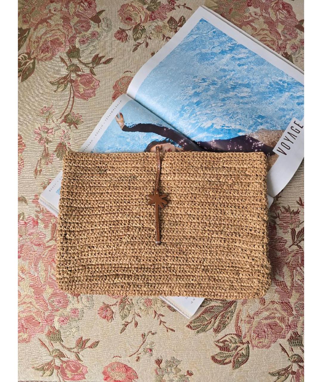 MANEBI Бежевая пелетеная пляжная сумка, фото 7