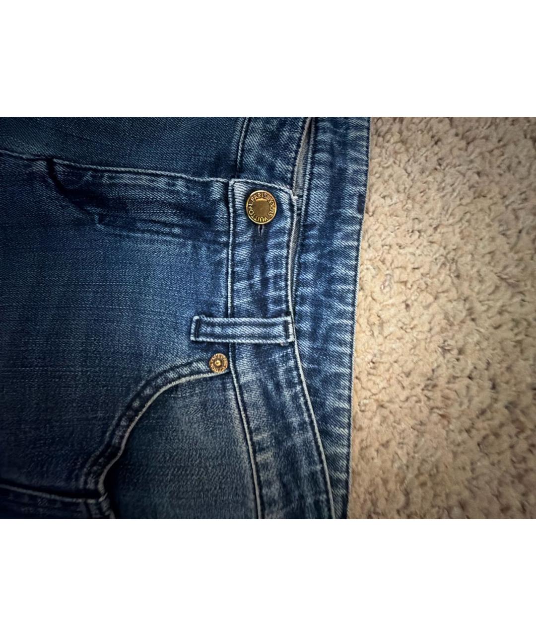 LOUIS VUITTON Темно-синие хлопковые прямые джинсы, фото 4