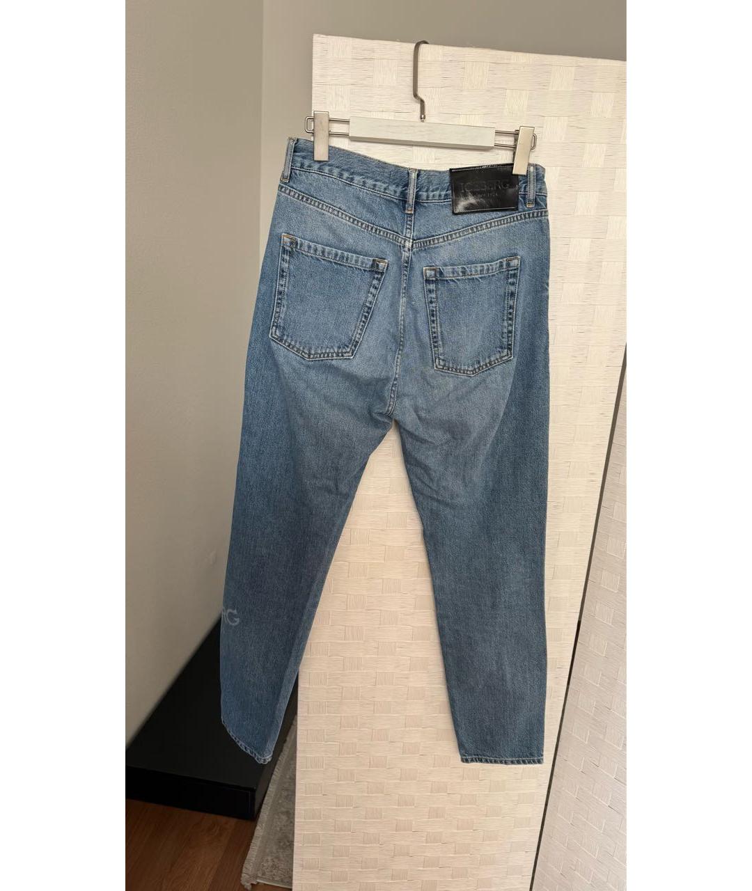 ICEBERG Голубые хлопковые прямые джинсы, фото 2