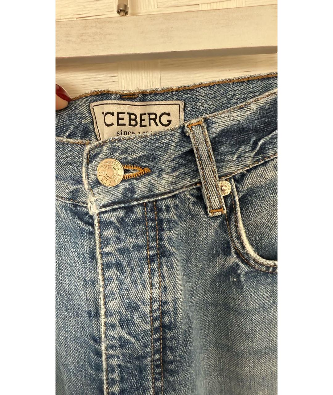 ICEBERG Голубые хлопковые прямые джинсы, фото 4