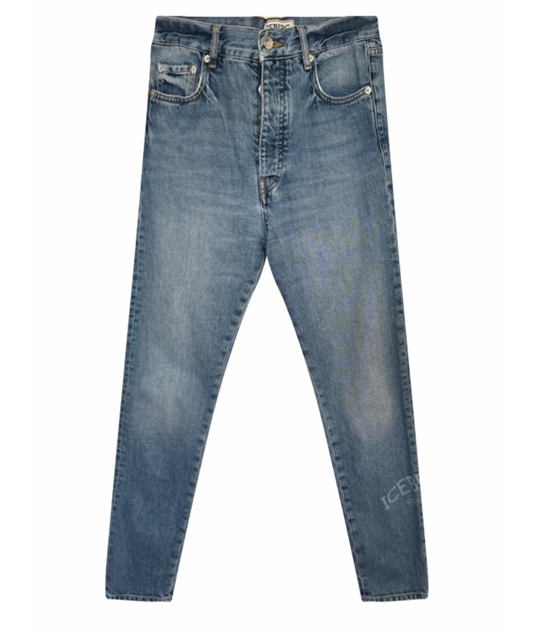 ICEBERG Голубые хлопковые прямые джинсы, фото 1