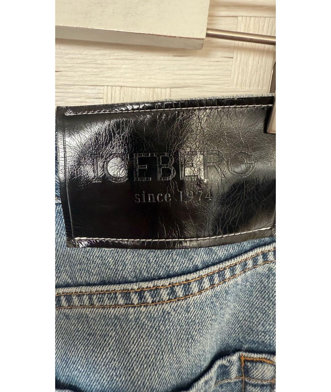 ICEBERG Голубые хлопковые прямые джинсы, фото 3