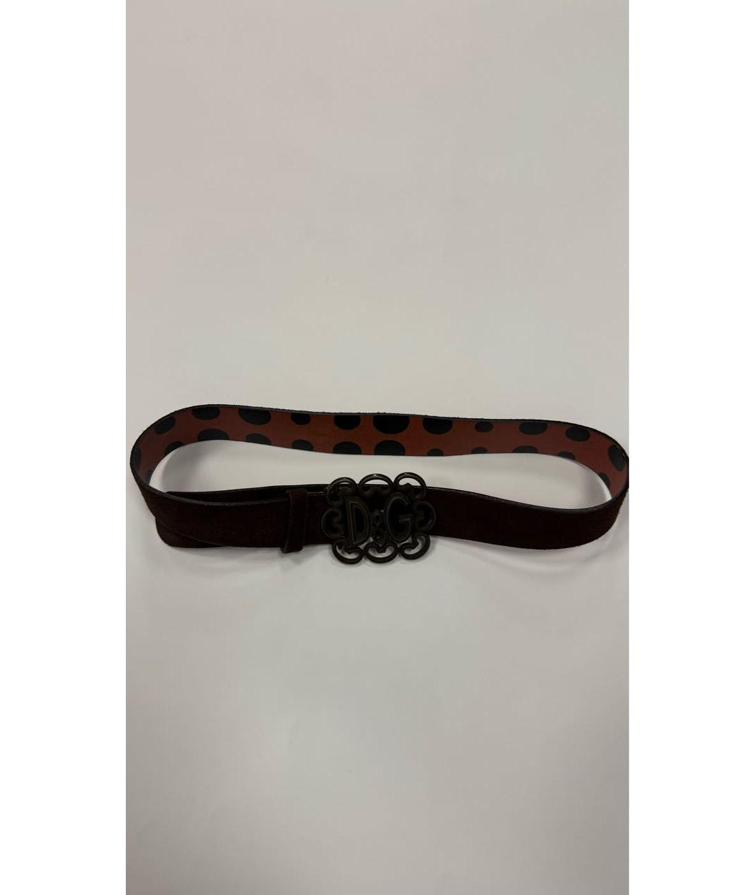 DOLCE&GABBANA Коричневый замшевый ремень, фото 6