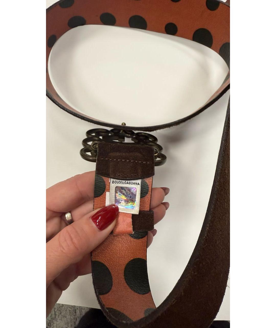 DOLCE&GABBANA Коричневый замшевый ремень, фото 4