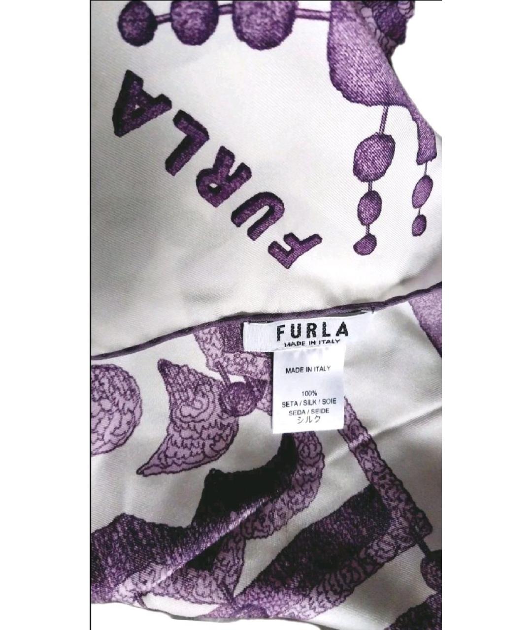 FURLA Фиолетовый шелковый платок, фото 3
