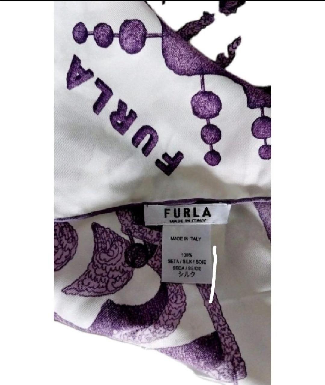 FURLA Фиолетовый шелковый платок, фото 8