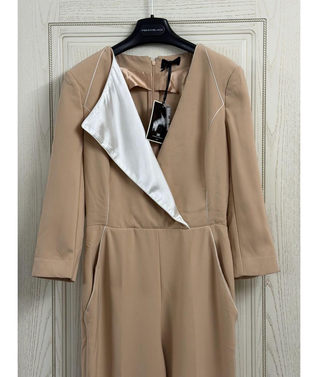 ELISABETTA FRANCHI Бежевый полиэстеровый комбинезон, фото 5