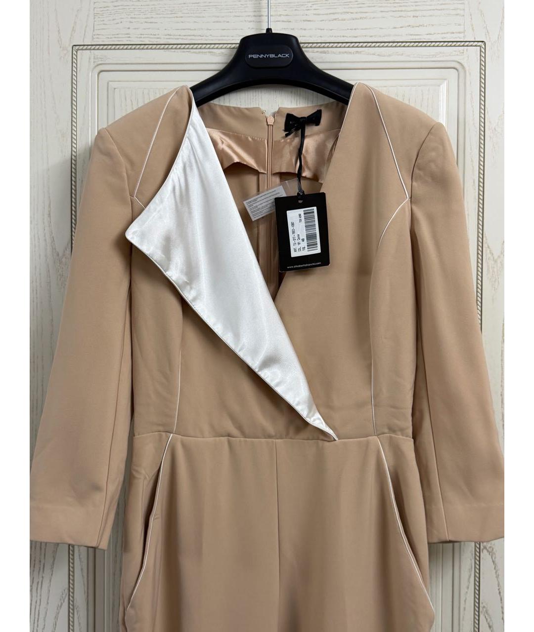 ELISABETTA FRANCHI Бежевый полиэстеровый комбинезон, фото 3