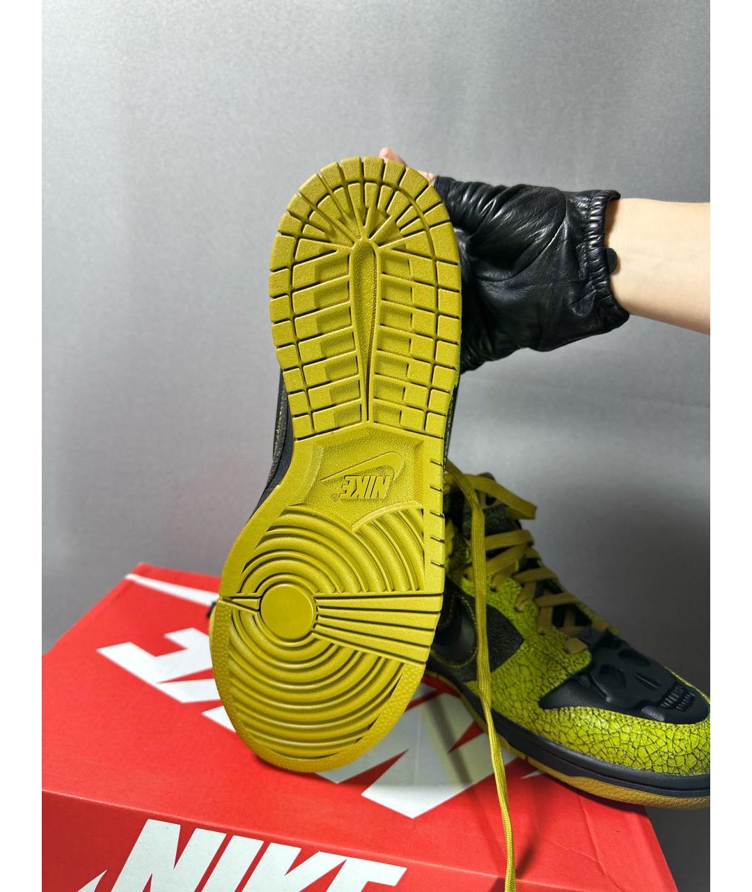 NIKE Зеленые кожаные низкие кроссовки / кеды, фото 7