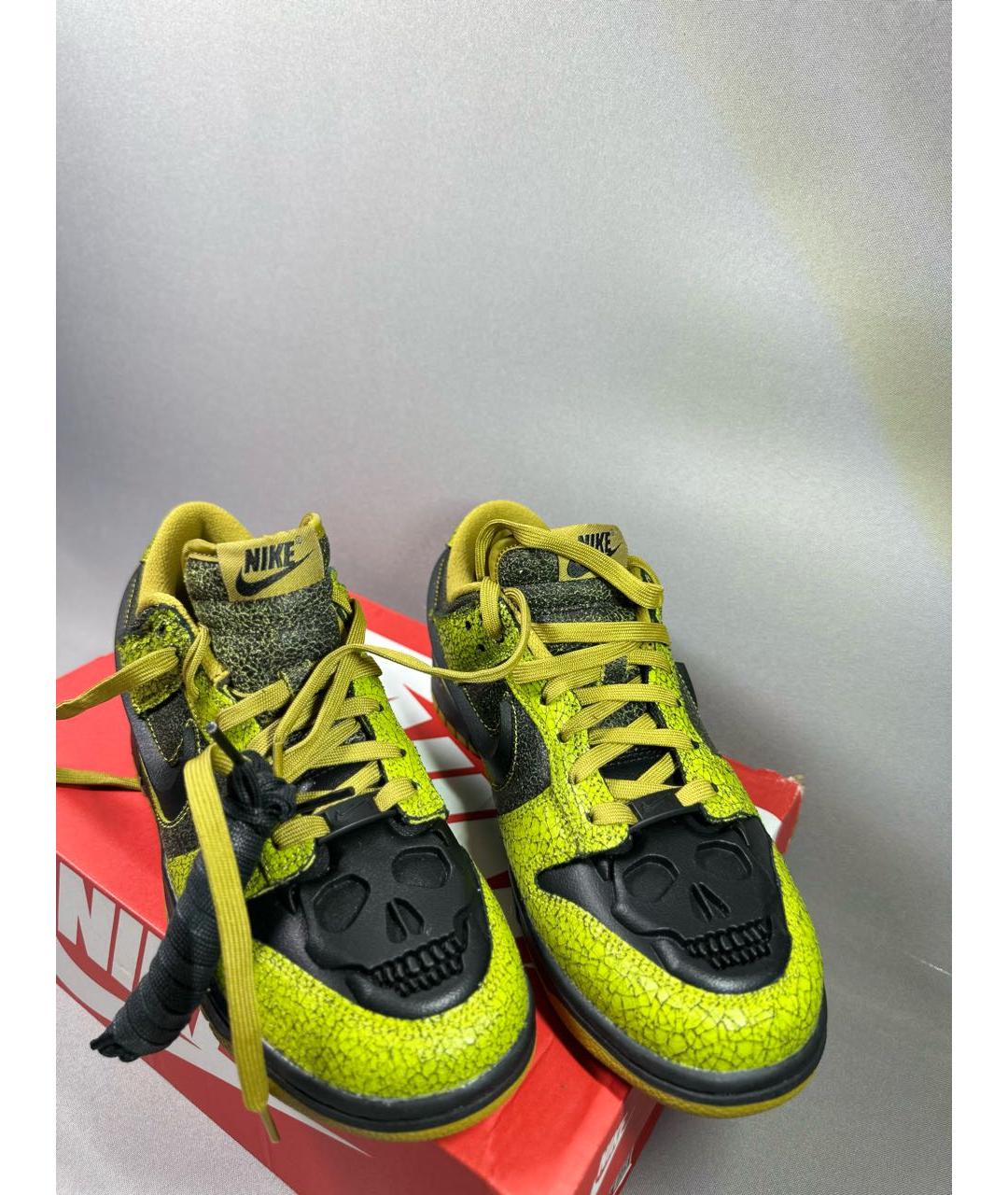 NIKE Зеленые кожаные низкие кроссовки / кеды, фото 2