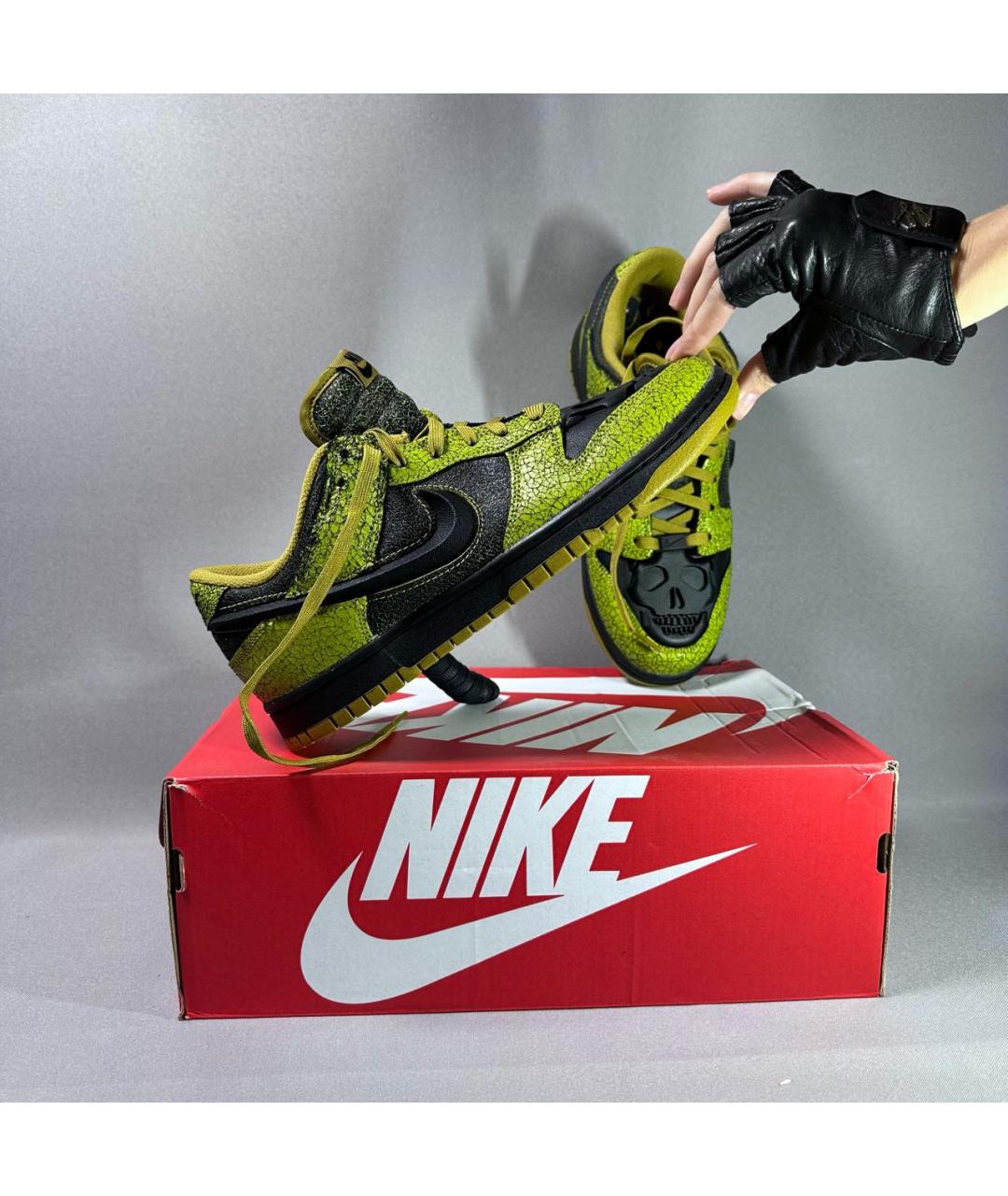 NIKE Зеленые кожаные низкие кроссовки / кеды, фото 9