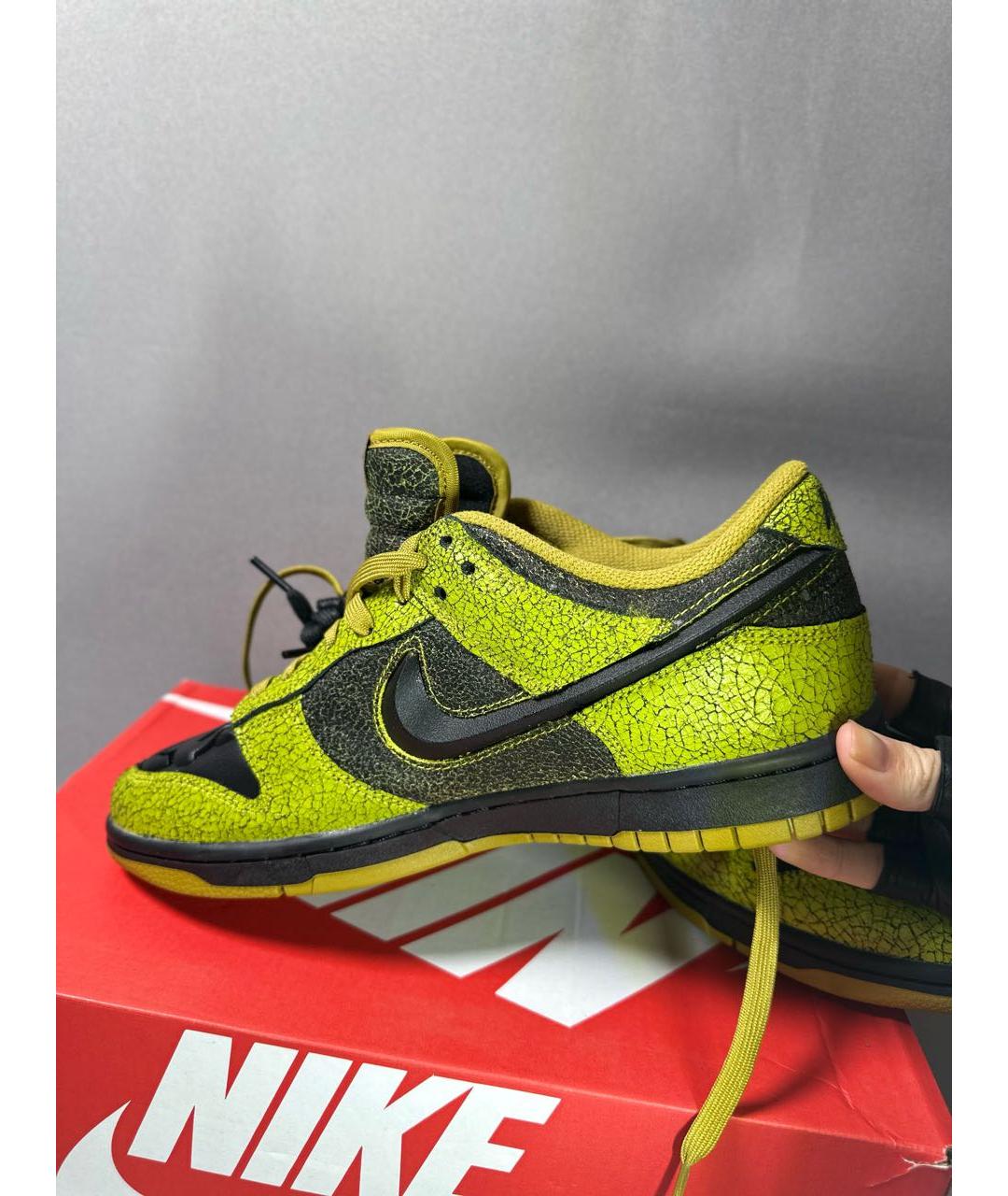 NIKE Зеленые кожаные низкие кроссовки / кеды, фото 4