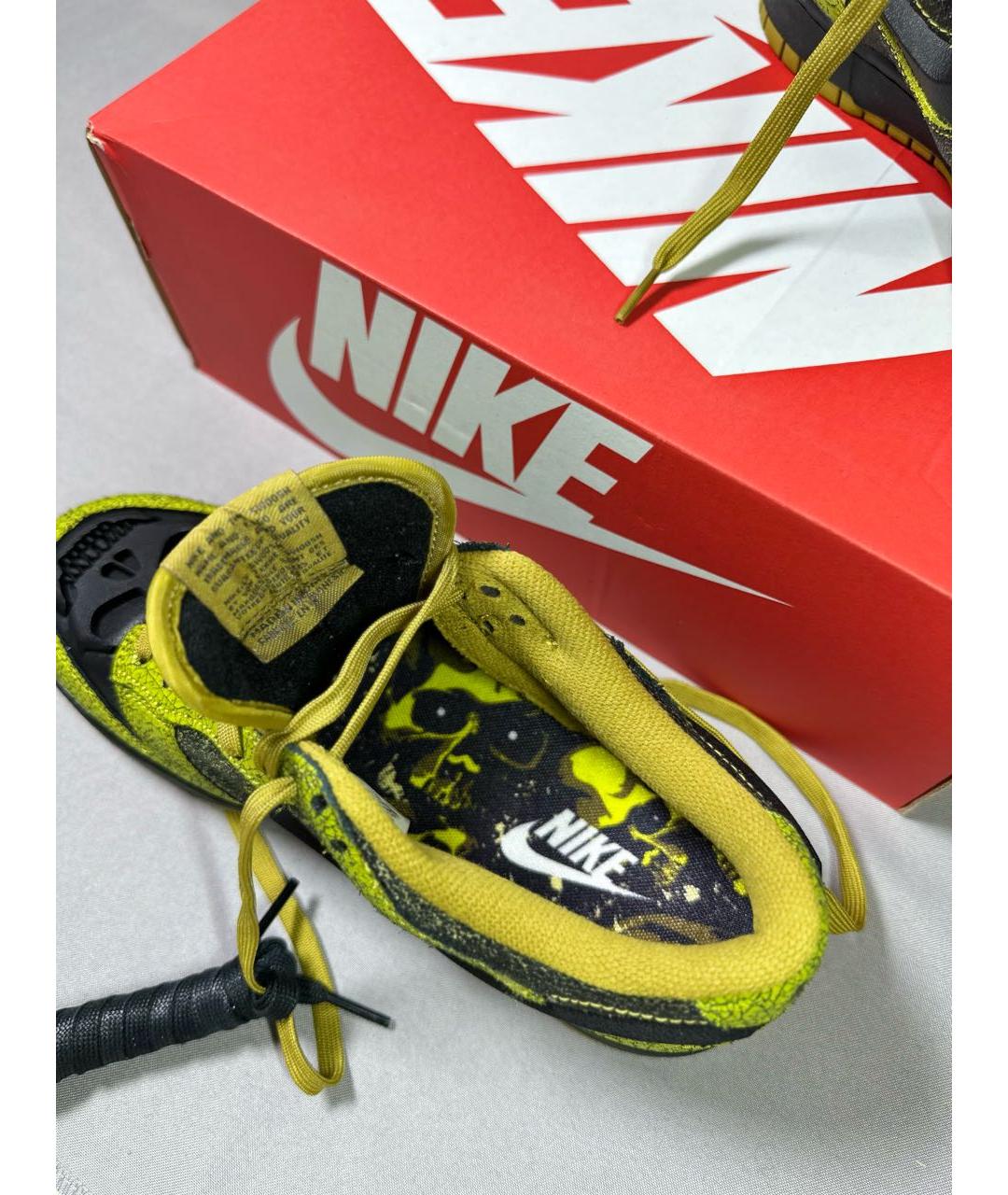 NIKE Зеленые кожаные низкие кроссовки / кеды, фото 3