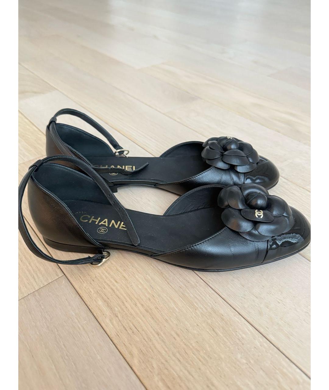 CHANEL Черные кожаные балетки, фото 5
