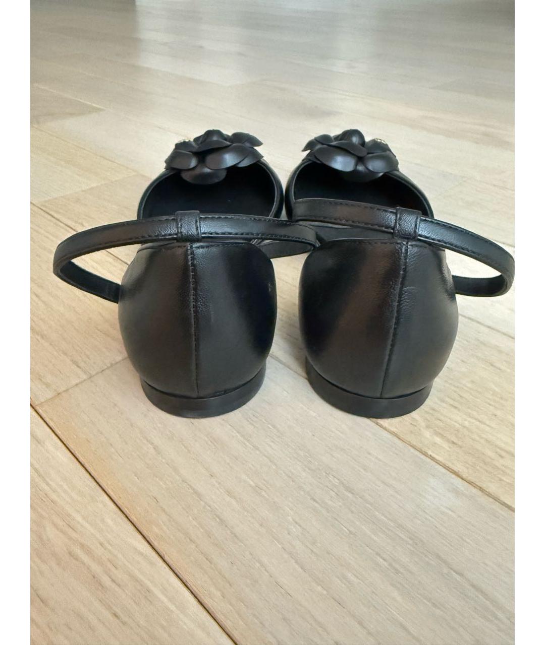 CHANEL Черные кожаные балетки, фото 4