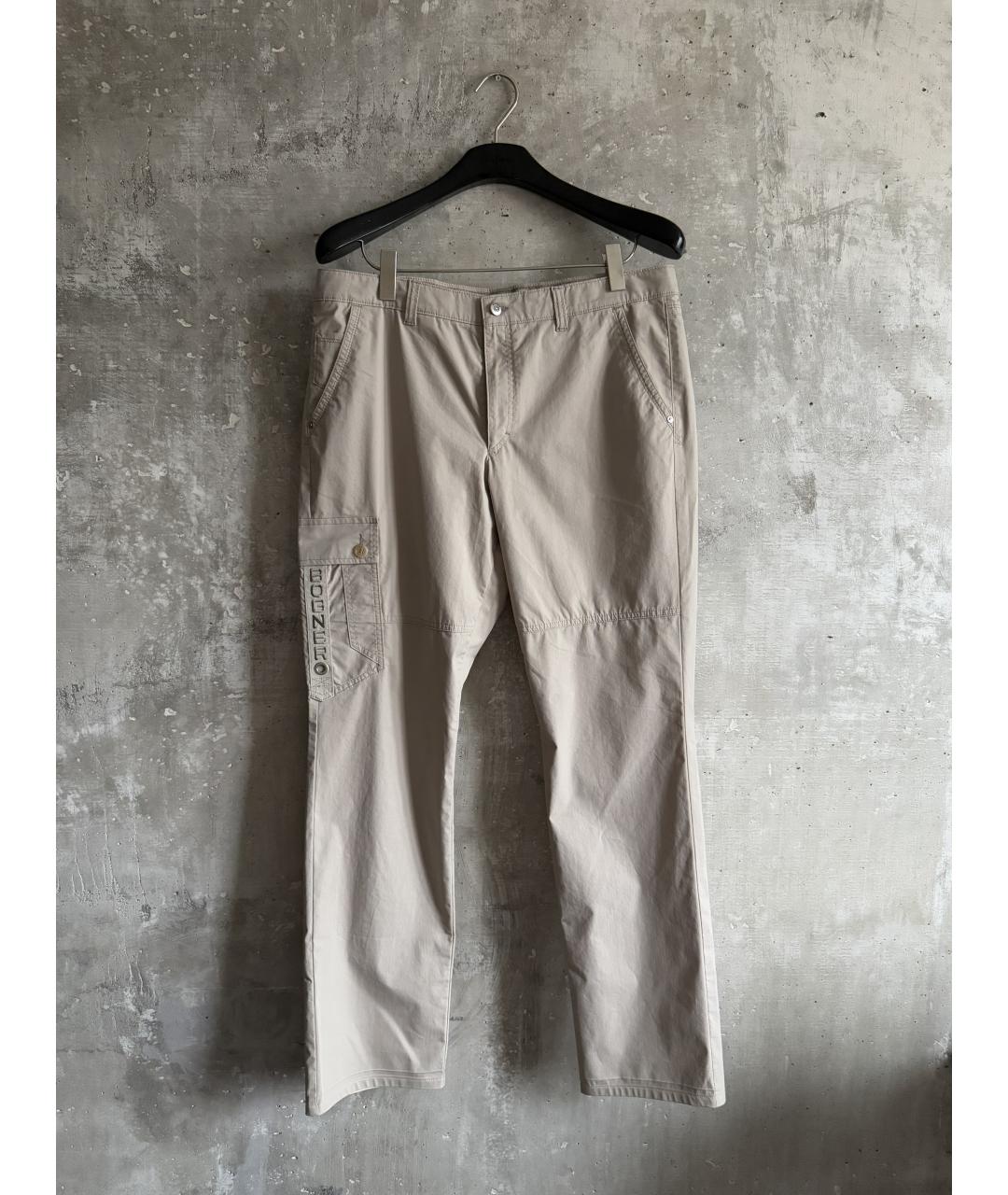 BOGNER Бежевые полиэстеровые повседневные брюки, фото 10