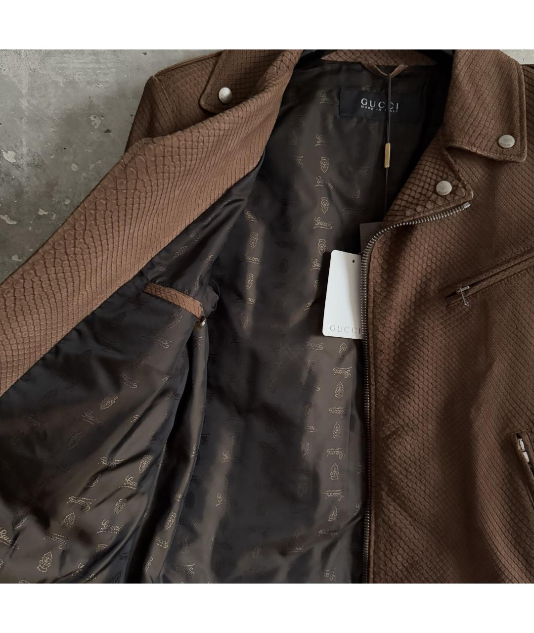 GUCCI Коричневая кожаная куртка, фото 8
