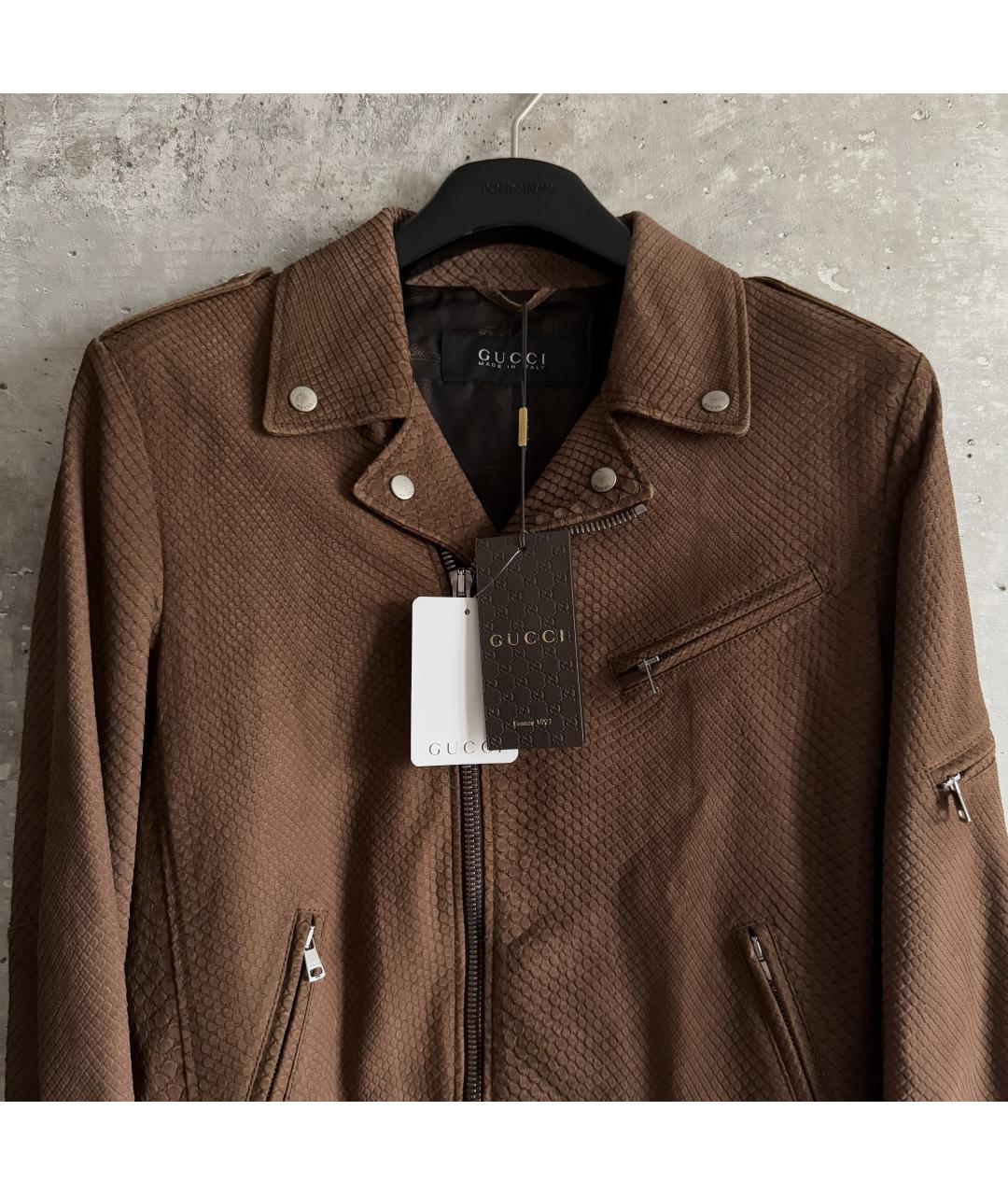 GUCCI Коричневая кожаная куртка, фото 7