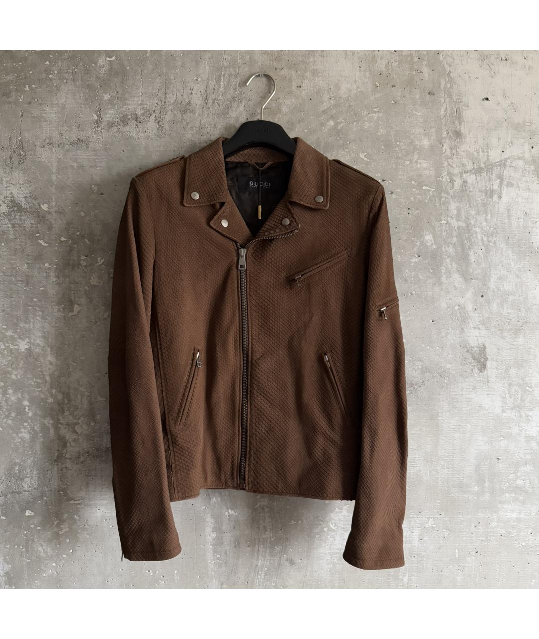 GUCCI Коричневая кожаная куртка, фото 10
