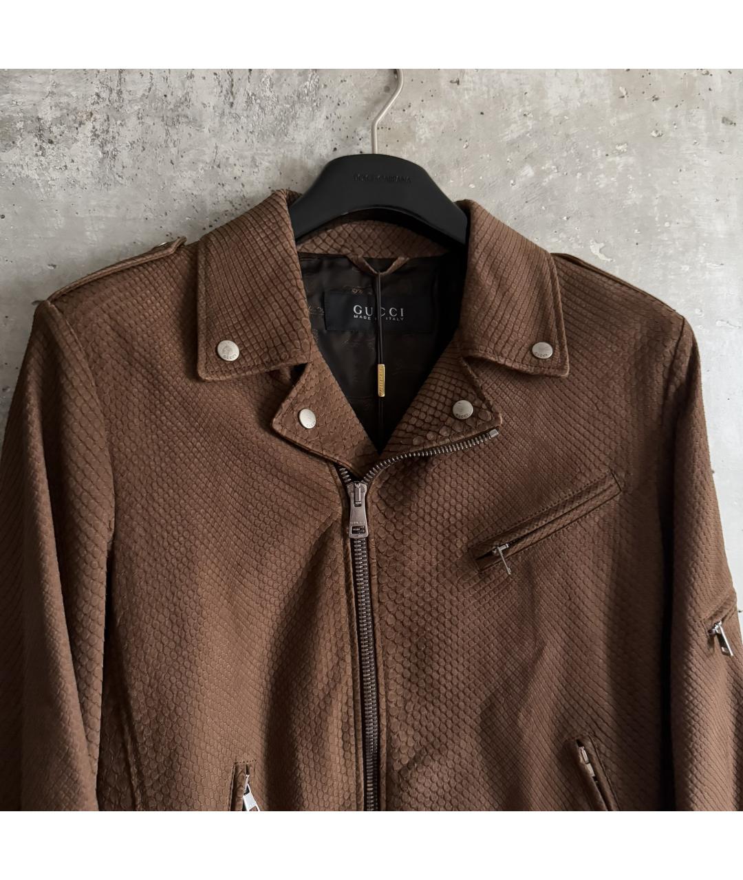 GUCCI Коричневая кожаная куртка, фото 5