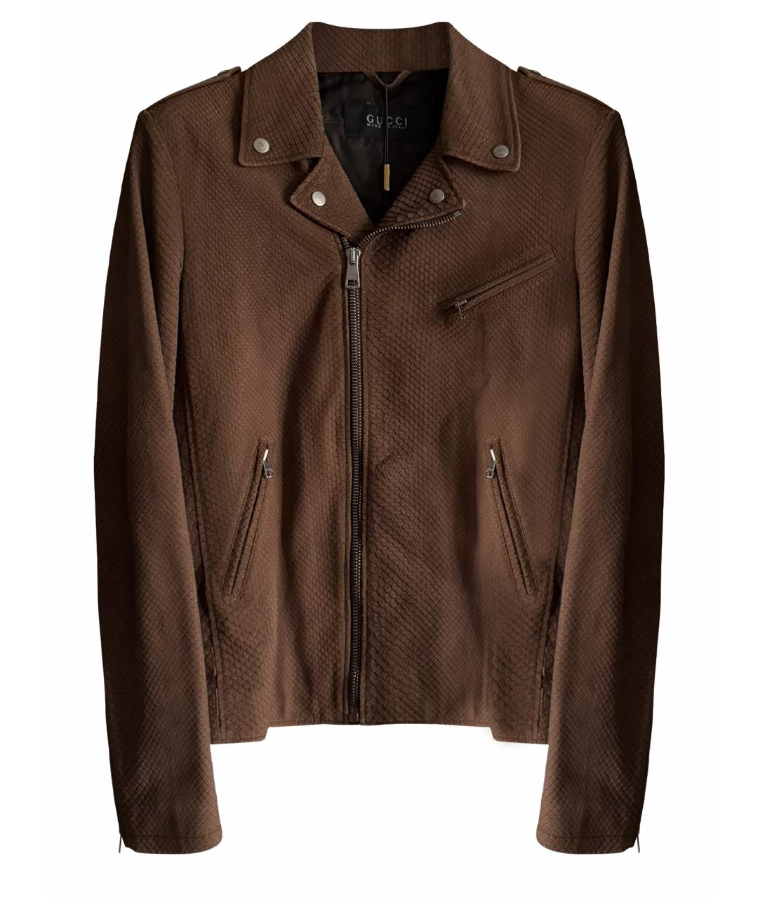 GUCCI Коричневая кожаная куртка, фото 1