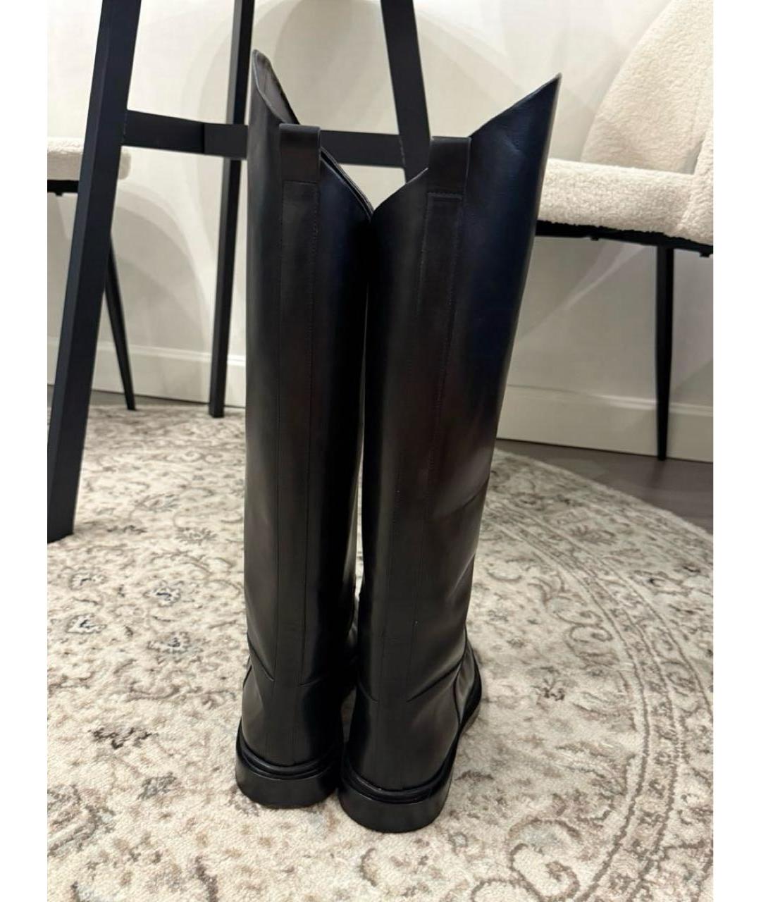 JIL SANDER Черные кожаные сапоги, фото 2