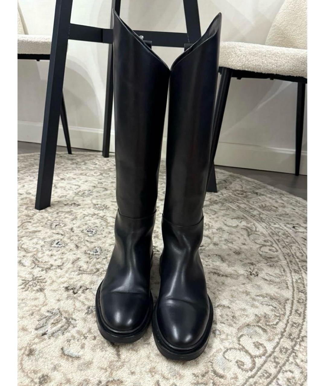 JIL SANDER Черные кожаные сапоги, фото 6