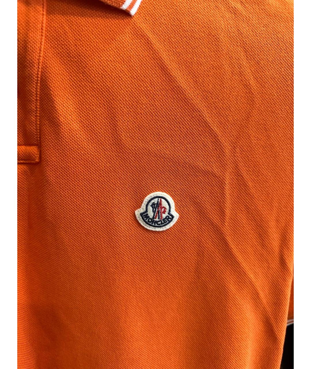 MONCLER Оранжевое хлопковое поло с коротким рукавом, фото 5