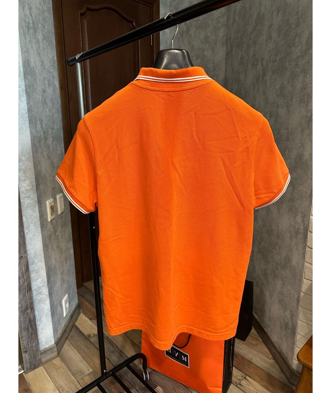 MONCLER Оранжевое хлопковое поло с коротким рукавом, фото 3