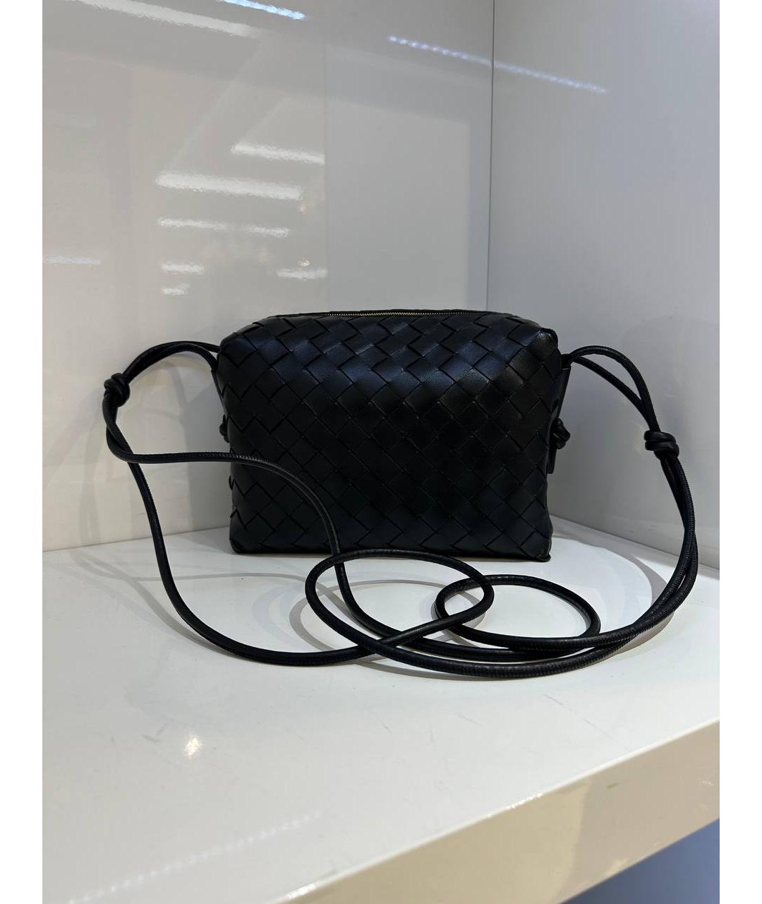 BOTTEGA VENETA Черная кожаная сумка через плечо, фото 3