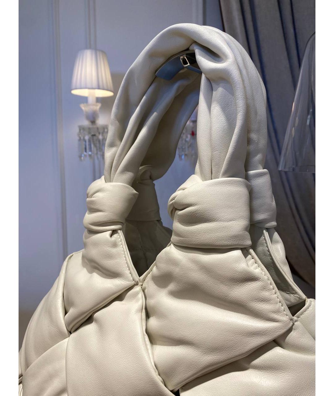 BOTTEGA VENETA Белая кожаная сумка тоут, фото 4