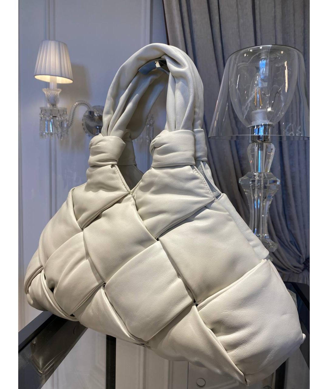 BOTTEGA VENETA Белая кожаная сумка тоут, фото 3