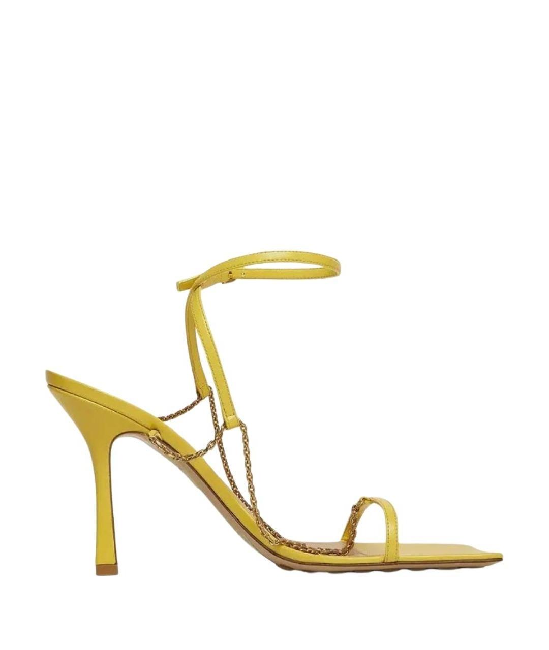 BOTTEGA VENETA Желтые кожаные босоножки, фото 1
