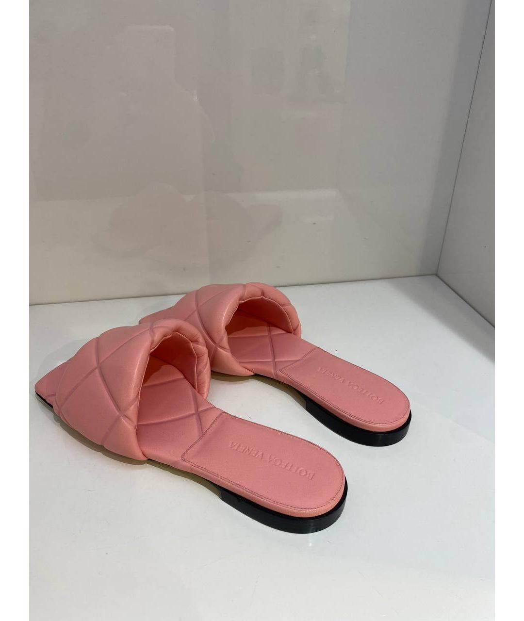 BOTTEGA VENETA Розовые кожаные шлепанцы, фото 4