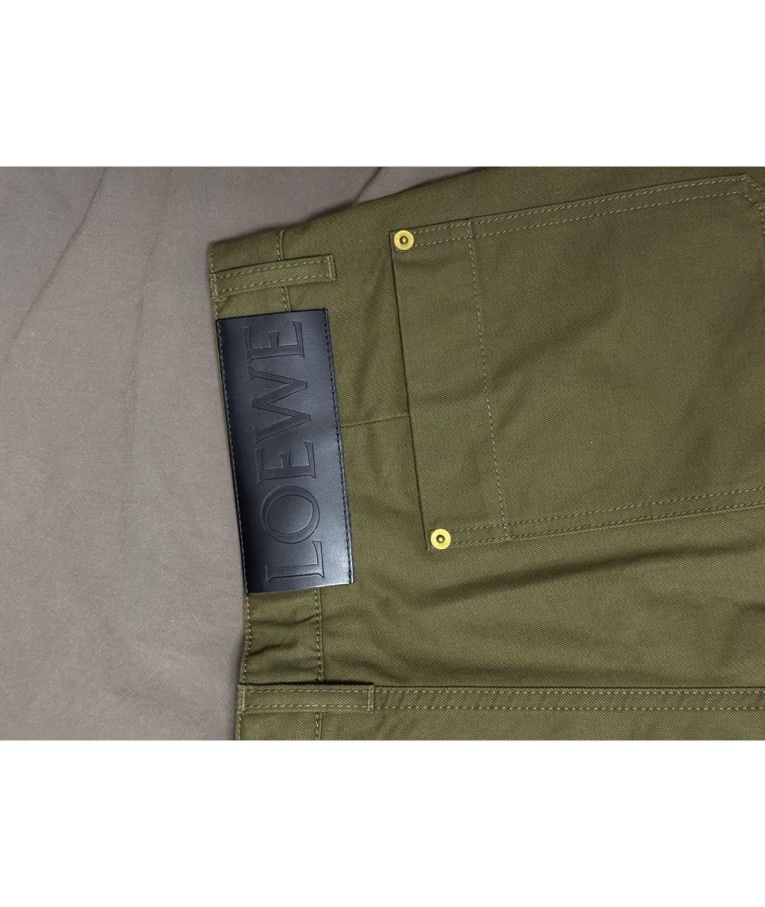 LOEWE Хаки хлопковые брюки чинос, фото 4
