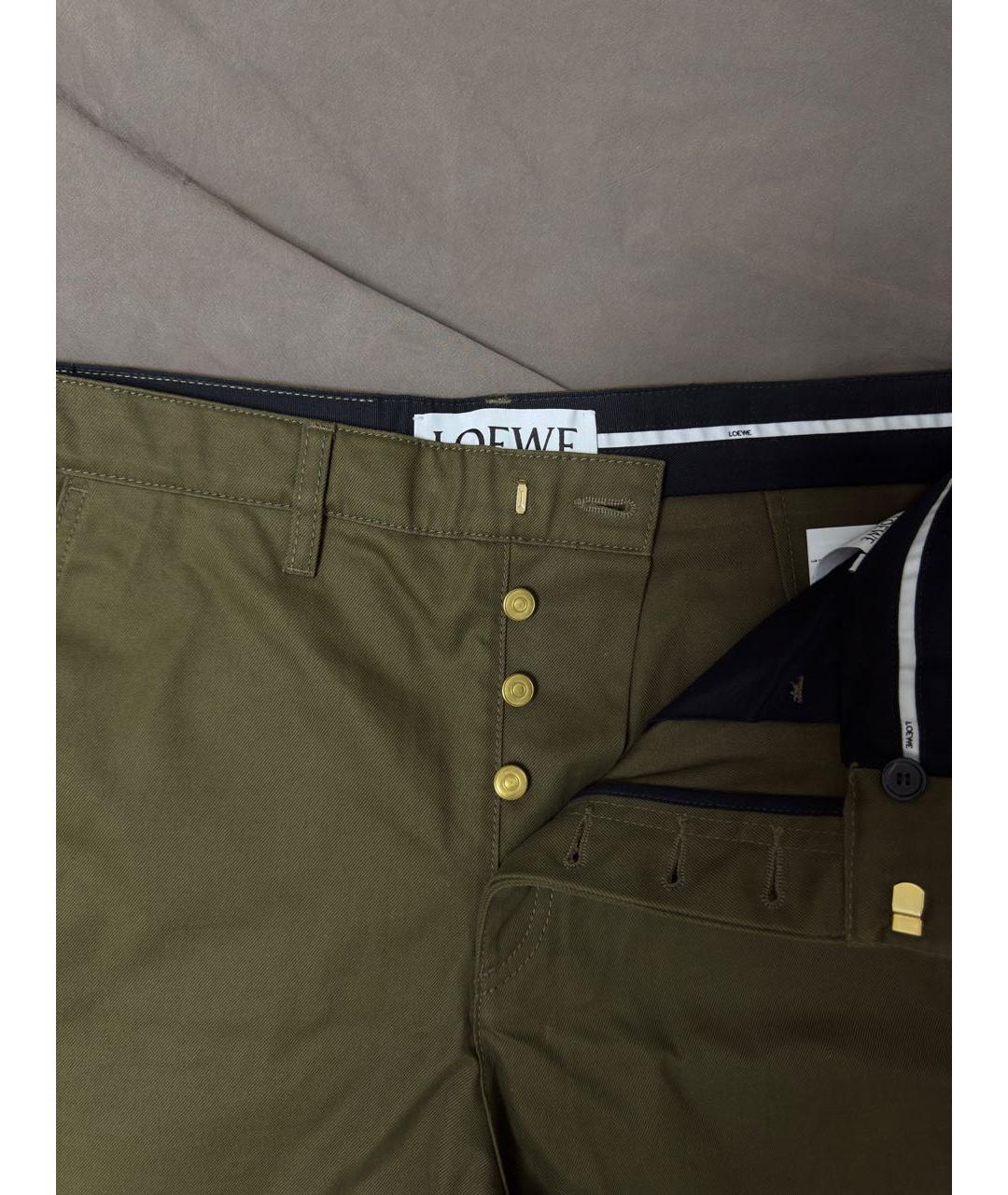 LOEWE Хаки хлопковые брюки чинос, фото 3