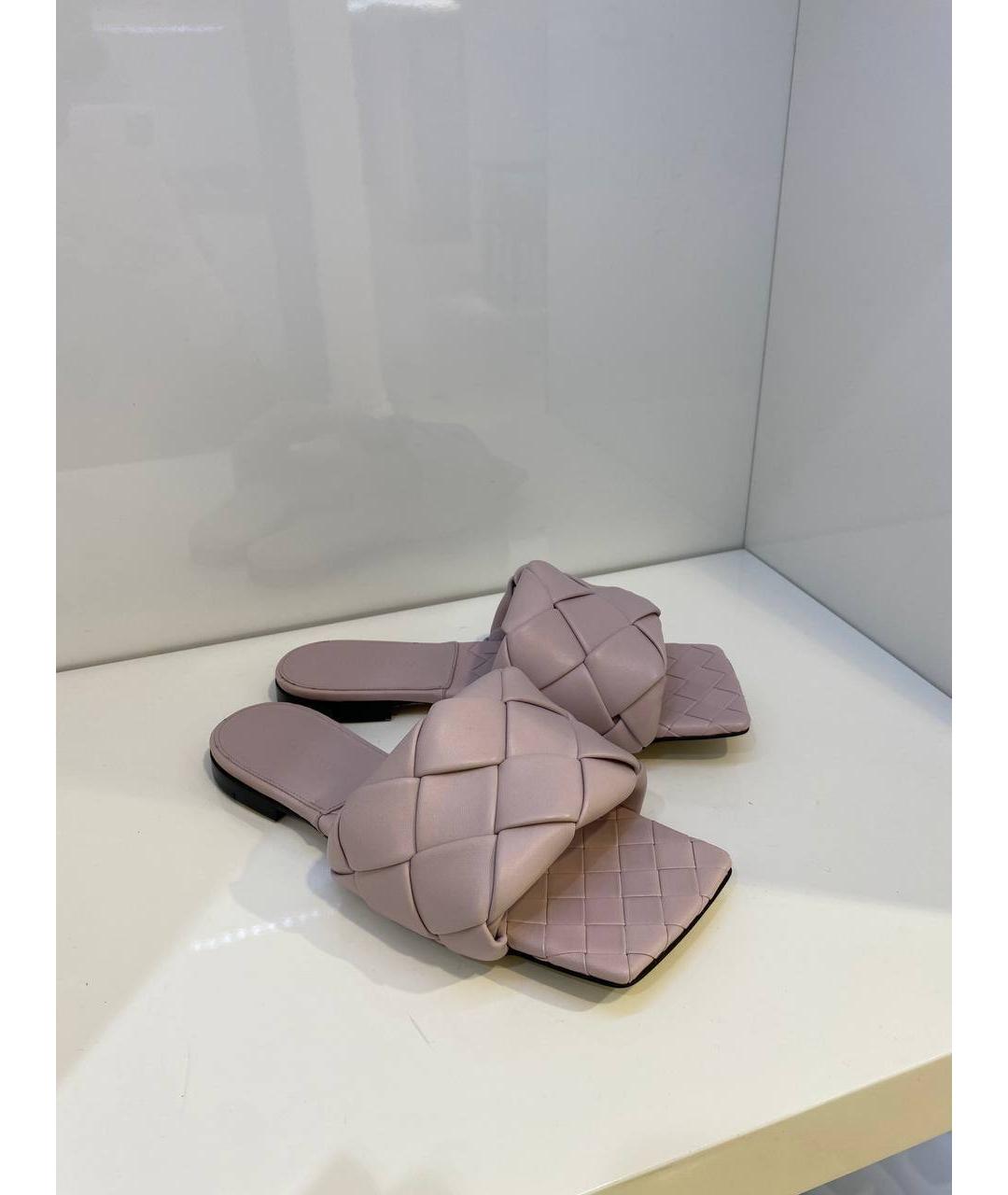BOTTEGA VENETA Фиолетовые кожаные шлепанцы, фото 2