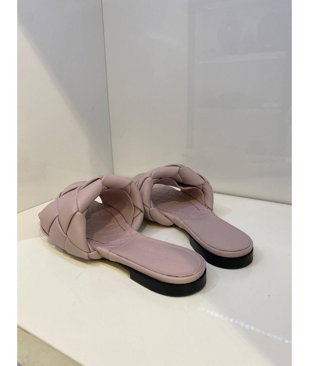 BOTTEGA VENETA Фиолетовые кожаные шлепанцы, фото 4